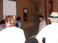 Bill Andrlie shows visitors old railroad watches that were provided by a Chapter 124 member. Bill briefly explained their purpose and some of their history.