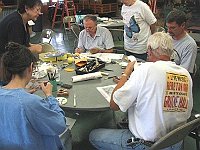 Little attention being paid to the instructor! In the photo (Clockwise around the table starting at the 7:00 position) Julia Kuhn , Evelyn Slough, Phil Gregory (instructor), Annette White, John Acker and John Sparks.