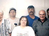 (Left to Right)  David Tips, Garland Peters, Jean Peters, Bill Andrle, Dick Michaels (instructor) and Jim Summerville. Phil Gregory is not pictured. The course was an outstanding success due to Dick's Expertise and his good instruction. Everyone brought 2 or more statues requiring minor repair and/or refinishing of the patina. Paints, sanding materials, epoxies and brushes were supplied.