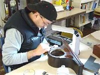 Brett Harper brought a clock with the finish being black from age. After cleaning the finish, a beautiful clock was revealed.