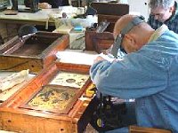 Phil Ball restoring a rosewood OG using period veneer.