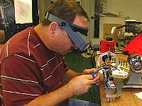 Chuck Edwards on the jeweler's lathe.