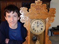 Justin is proud of his kitchen clock, as he should be.  Another great job!