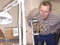 Jerry Harlin doesn't want to get too close to his clock when it is running. You never know what that thing might do!