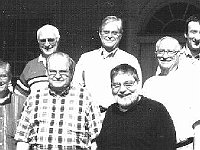 (Left to Right)  Front row:  Edra Hudson, John Kohler, Paul Rabe.  Second row:  Joe Plunkett, Tom Szalay, Gary Mowery, John Tope, and Bob Connell.  This class was taught by Russ Aikins.