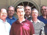 (Left to Right)  Ronnie Hollien, Russ Aikins (instructor), Joe Plunkett, John Tope, Bob May, Pat Flanagan, Don Bush, Alex Santa-Pinter and Larry Grubb.