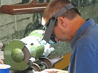 Mark Vozar grinding a boring cutter for his lathe.