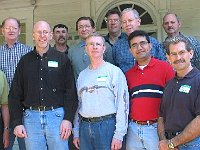 (Left to Right)  Front row:  George Kiser (instructor), Phil Ball, Pat Flanigan, Divvang Avar, and Frank Van Zant. Back row:  Russ Aikins, Bill Andrle, Ray Gearhard, Luther Lucko (Teaching Asistant), Joe Plunkett, Bob Tramel, and Paavo Zakin.