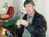 Tim Cronin is replacing the piercing saw blade.