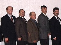 New officers and directors 2003. (Left to Right)  Claude Leis, Past President; Russ Aikins, President; Chuck Edwards, Vice President; Bill Edwards, Secretary/Treasurer; Bill Andrle, Mart Director; Craig Burgess, Educational Director; and Edra Hudson, Special Advisor to the Board. Not shown is Sam Norvell, Convention Director.