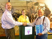 Bill Edwards received a gift from the Chapter as a token of thanks for an outstanding job in heading up the Street Clock Restoration committee.  Past President Phil Ball did the presentation.