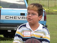 This was a fun time for the children who attended.  At various times, they shot hoops (basketball), kicked soccer balls into the goal,  played foose ball, played whiffle ball, swam (also included some older "non-kids"), and riding around in a little red wagon.