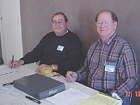 Do these 2 dudes look like Jesse and Frank James? Like Jesse and Frank, these 2 are out to get your money! Actually these 2 dudes are Chapter Vice President Claude Leis and Chapter Secretary/Treasurer Russ Aikins at the Registration Desk. Admission to the 1 day shows is only $10.00.