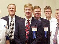 A new Board was elected. (Left to Right)  Al Kulakoff, Educational Director; Ron Slama, Past President; Jimmy Young, President; Jim Barker, Secretary/Treasurer; Clinton Kleen, Vice President; Paul Travis, Convention Director; and Claude Leis, Mart Director.