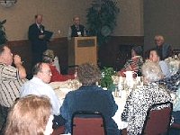 This year the main speaker at the banquet was NAWCC 1st Vice President John Hubby from Houston. John gave a run down of what was happening at National Headquarters including the recent merger of the NAWCC and the NWCM. In this photo, John is at the podium. To John's right standing is Chapter 124 President Russ Aikins.