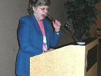 The main speaker at the banquet was NAWCC President Judy Drucker from Virginia. Judy brought the group up to date on what is happening at the National level. In this photo, Judy is addressing the crowd.  Judy was presented with a lifetime membership in Chapter 124 at this meeting.